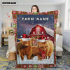 Uni Personalized Name Highland Cattle Merry Christmas Pattern 3D Blanket