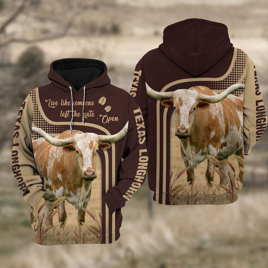 Uni Texas Longhorn Cattle Live Like Someone left the gate open Hoodie For Kids