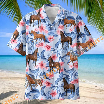 Unijames Floral Thoroughbred Horse Lover Hawaiian Shirt