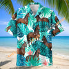 Unijames Thoroughbred Horse In Tropical Leaves Pattern Hawaiian Shirt