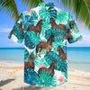 Unijames Thoroughbred Horse In Tropical Leaves Pattern Hawaiian Shirt