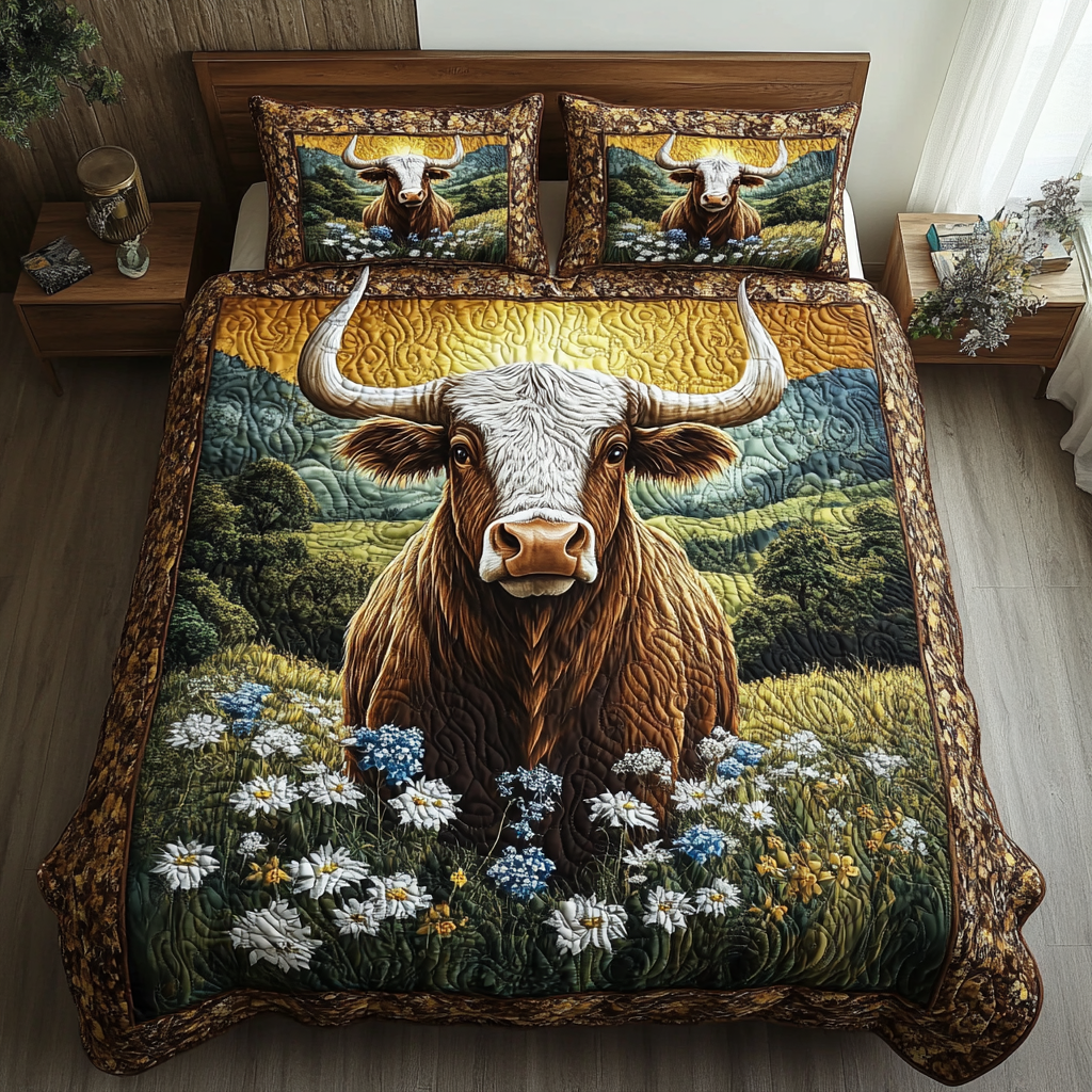 Texas Trails 3-Piece Quilted Bedding Set NCU0DV4961