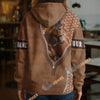 UniJames Thoroughbred Horse Faux Zipper Tooled Leather 3D Hoodie