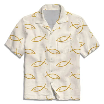 UniJames The Beige Fish Christian Hawaiian Shirt
