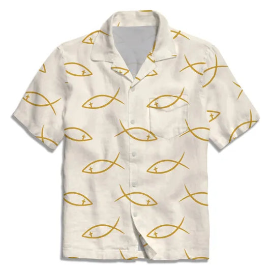 UniJames The Beige Fish Christian Hawaiian Shirt