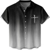 UniJames The Cross Black Color Christian Hawaiian Shirt - Hawaiian Beach Shirts for Men Women