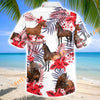 Unijames Thoroughbred Horse Red Hibiscus Tropical Hawaiian Shirt