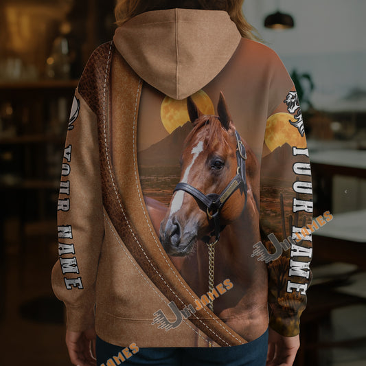 Unijames Personalized Thoroughbred Horse Desert Sunset Texture Hoodie