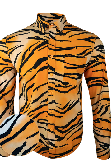 UniJames Comfort Tiger Long Sleeve Button Down For Men