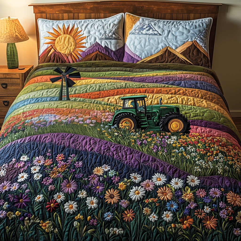 Tractor 3-Piece Quilted Bedding Set NCU0VT139