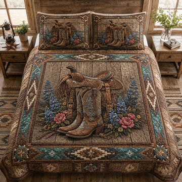 Turquoise Trail 3-Piece Quilted Bedding Set NCU0QD025