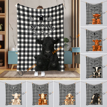 UniJames Black And White Plaid Custom Name Farm Name Blanket