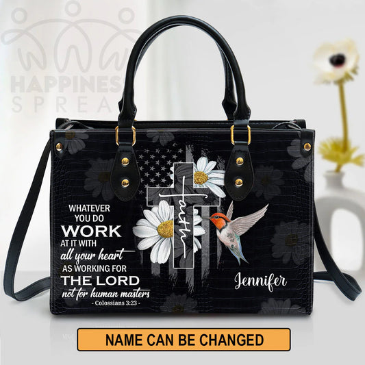 Personalized Hand Bag, Work At It With All Your Heart, Personalized Gifts, Gifts for Women.