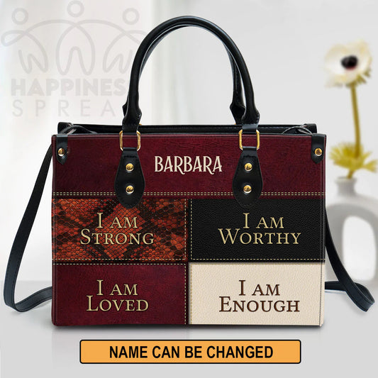 Personalized Hand Bag, I Am Strong I Am Worthy I Am Loved I Am Enough, Personalized Gifts, Gifts for Women.