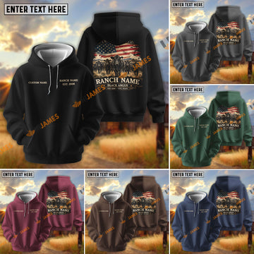 UniJames Personalized American Raised Black Angus Ranch Hoodie
