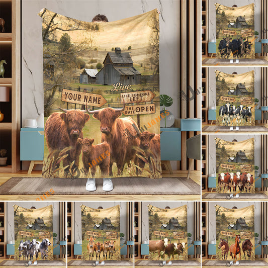 UniJames Life Live Someone Left The Gate Open Personalized Name Blanket
