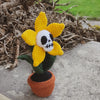 UniJames Skull Flower In A Pot Handmade Crochet