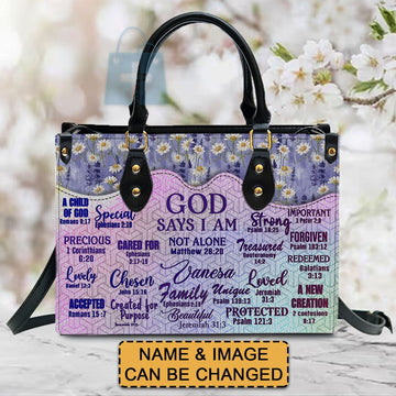 God Says I Am, Handbag Design, Monogram Leather Handbag, Gifts for Women, CABLTB231223.