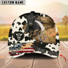 Unijames Cattle American Flag Cowhide Personalized Name 3D Classic Cap