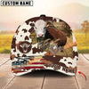 Unijames Cattle American Flag Cowhide Personalized Name 3D Classic Cap