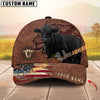 Unijames Cattle Brown Carving American Flag Personalized Name 3D Cap