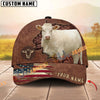 Unijames Cattle Brown Carving American Flag Personalized Name 3D Cap