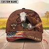 Unijames Cattle Brown Carving American Flag Personalized Name 3D Cap