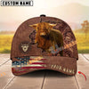 Unijames Cattle Brown Carving American Flag Personalized Name 3D Cap