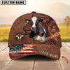 Unijames Cattle Brown Carving American Flag Personalized Name 3D Cap