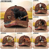 Unijames Cattle Brown Carving American Flag Personalized Name 3D Cap