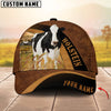 Unijames Cattle Brown Leather Pattern Personalized Name Cap