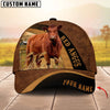 Unijames Cattle Brown Leather Pattern Personalized Name Cap