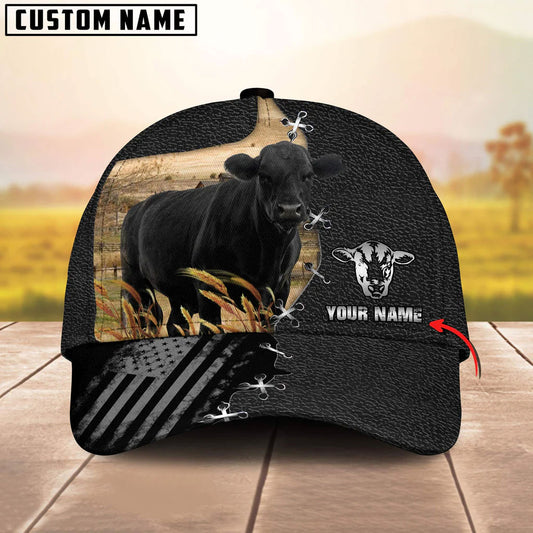 Unijames Cattle Flag Leather Pattern Personalized Name Cap