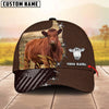 Unijames Cattle Flag Leather Pattern Personalized Name Cap