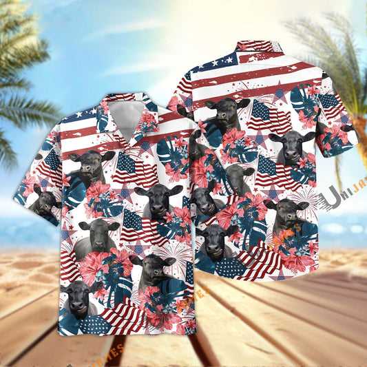 Uni Black Angus Happy America Hawaiian Shirt