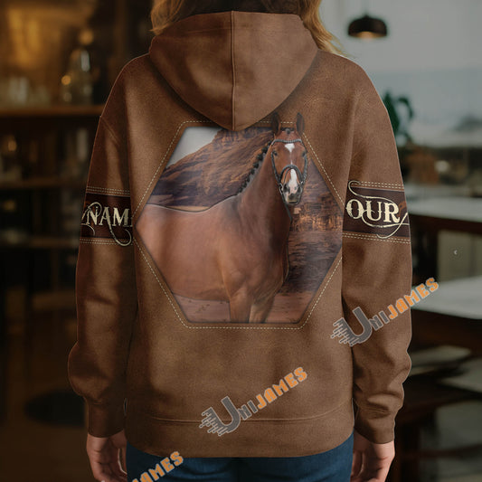 UniJames Personalized Warmblood Horse Leather-Look Hoodie
