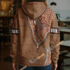 UniJames Warmblood Horse Faux Zipper Tooled Leather 3D Hoodie