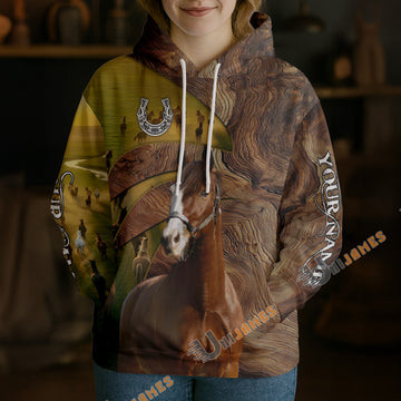 Unijames Personalized Warmblood Horse Wood Grain Meadow Hoodie