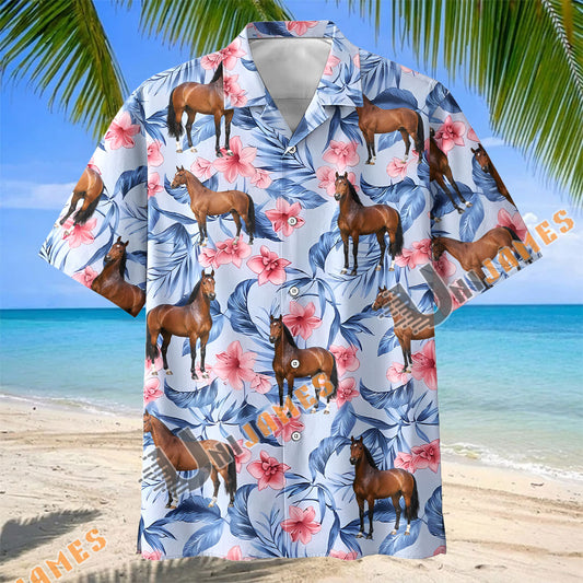 Unijames Floral Warmblood Horse Lover Hawaiian Shirt