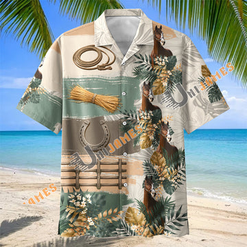 Unijames Warmblood Horse Tropical Floral Hawaiian Shirt