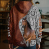 UniJames Personalized Warmblood Horse Split Faux Leather & Horseshoe 3D Hoodie