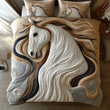 Waves and Hooves 3-Piece Quilted Bedding Set NCU0DV2545