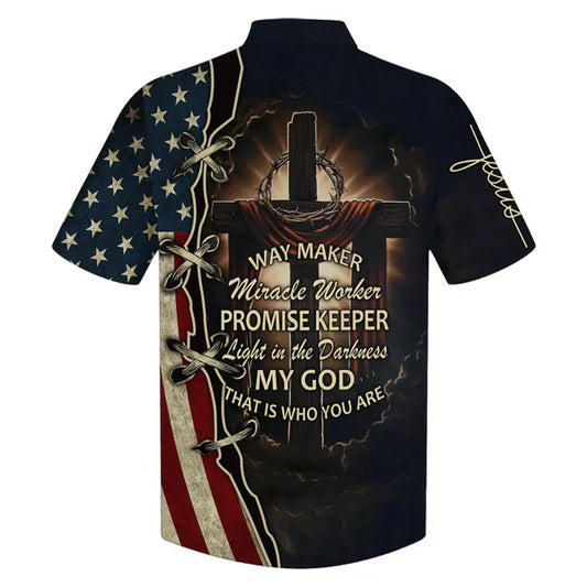 UniJames Way Maker Miracle Worker Promise Keeper Hawaiian Shirts - Christian Hawaiian Shirt - Hawaiian Summer Shirts