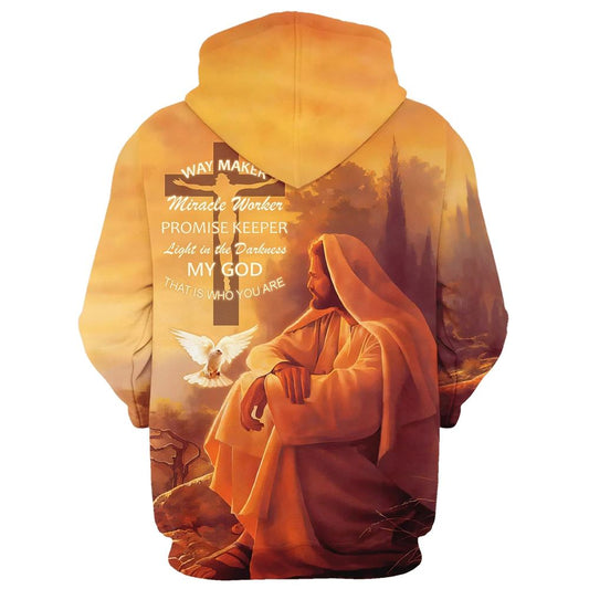 Uni Way Maker Miracle Worker, Promise Keeper Jesus And Dove 3D Hoodie