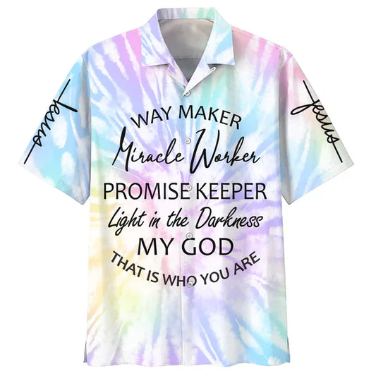 UniJames Way Maker Miracle Worker Promise Keeper Light In The Darkness My God Hawaiian Shirts - Christian Hawaiian Shirt
