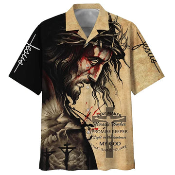 UniJames Way Maker Miracle Worker Promise Keeper Light In The Darkness My God That Is Who You Are Jesus Hawaiian Shirt - Best Hawaiian Shirts - Christian Hawaiian Shirt