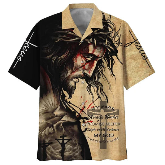 UniJames Way Maker Miracle Worker Promise Keeper Light In The Darkness My God That Is Who You Are Jesus Hawaiian Shirt - Best Hawaiian Shirts - Christian Hawaiian Shirt