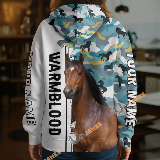 Unijames Personalized Warmblood Horse Camouflage Hoodie