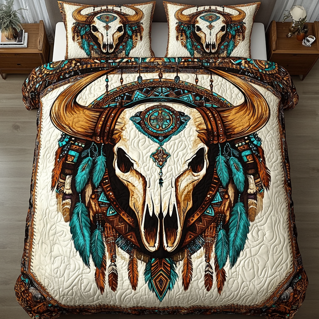 Western Totem 3-Piece Quilted Bedding Set NCU0VL1164