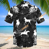 Unijames Black White Tropical Horse Rider Aloha Shirt